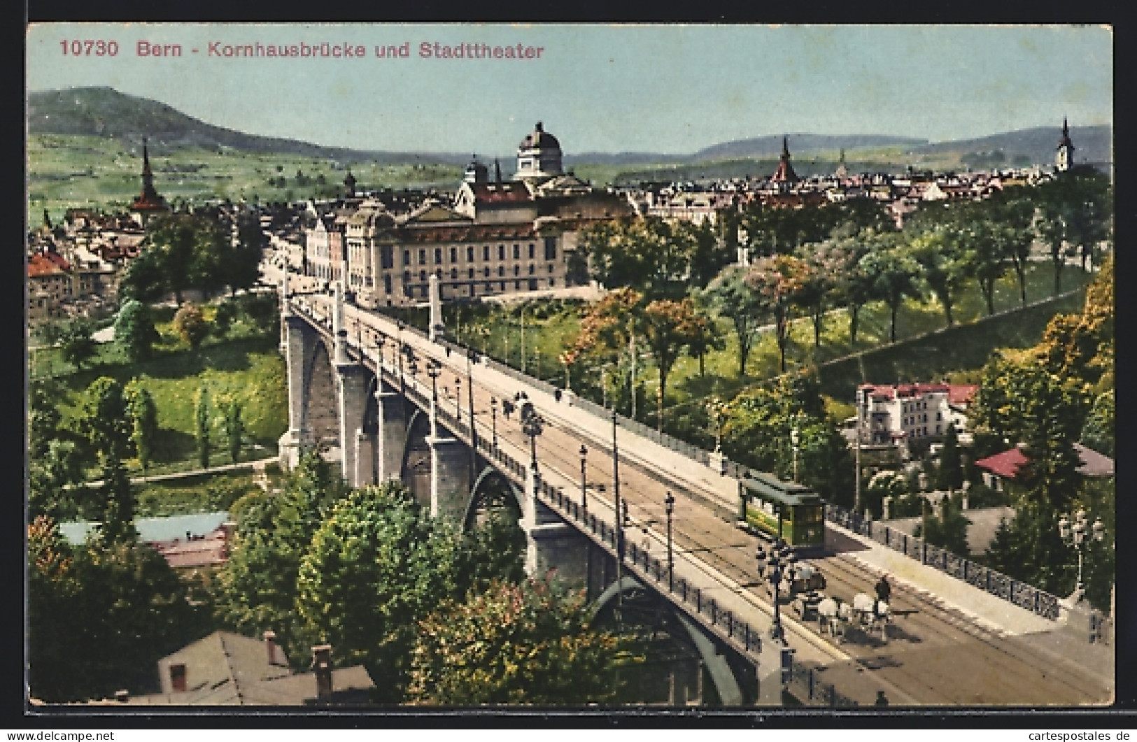 AK Bern, Kornhausbrücke Mit Strassenbahn Und Und Stadttheater  - Tramways