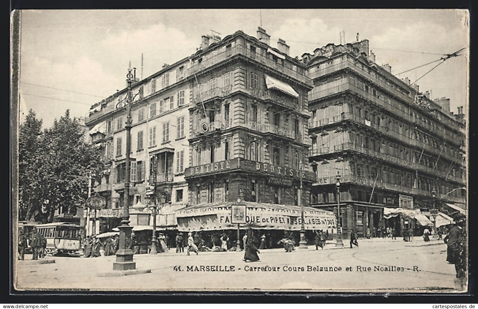 AK Marseille, Carrefour Cours Belzunce Et Rue Noailles, Strassenbahn  - Tranvía