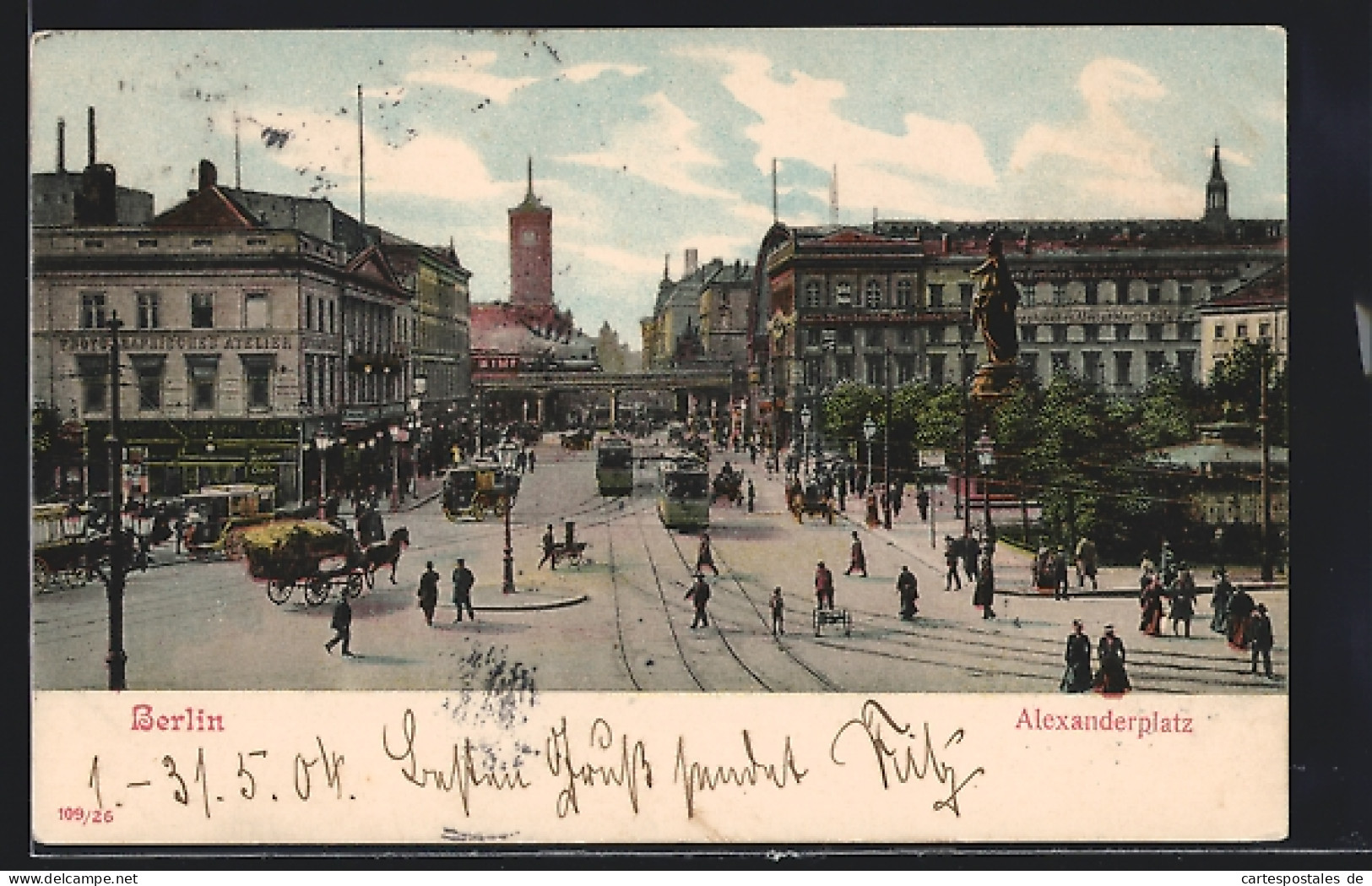 AK Berlin, Alexanderplatz Mit Konditorei-Cafe Und Strassenbahn  - Tramways