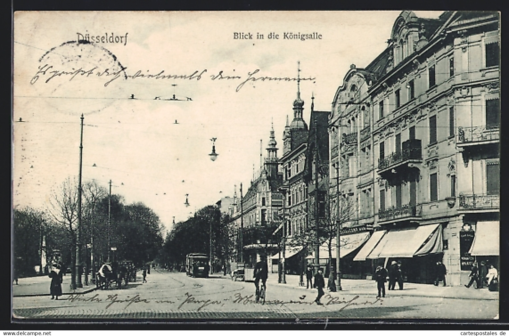 AK Düsseldorf, Königsallee Mit Geschäft Und Strassenbahn  - Tramways