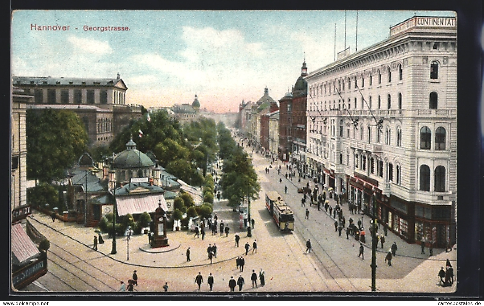 AK Hannover, Georgenstrasse Mit Café Kröpcke Und Strassenbahn  - Hannover