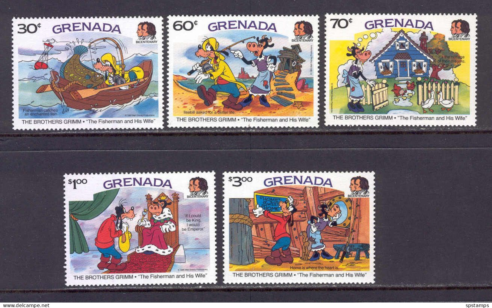 Disney Set Grenada 1985 The Fisherman And His Wife MNH - Disney
