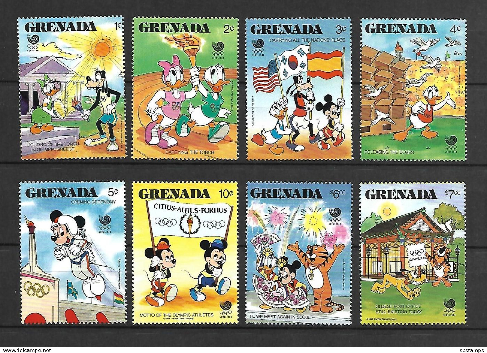 Disney Set Grenada 1988 Olympic Games SEOUL MNH - Disney