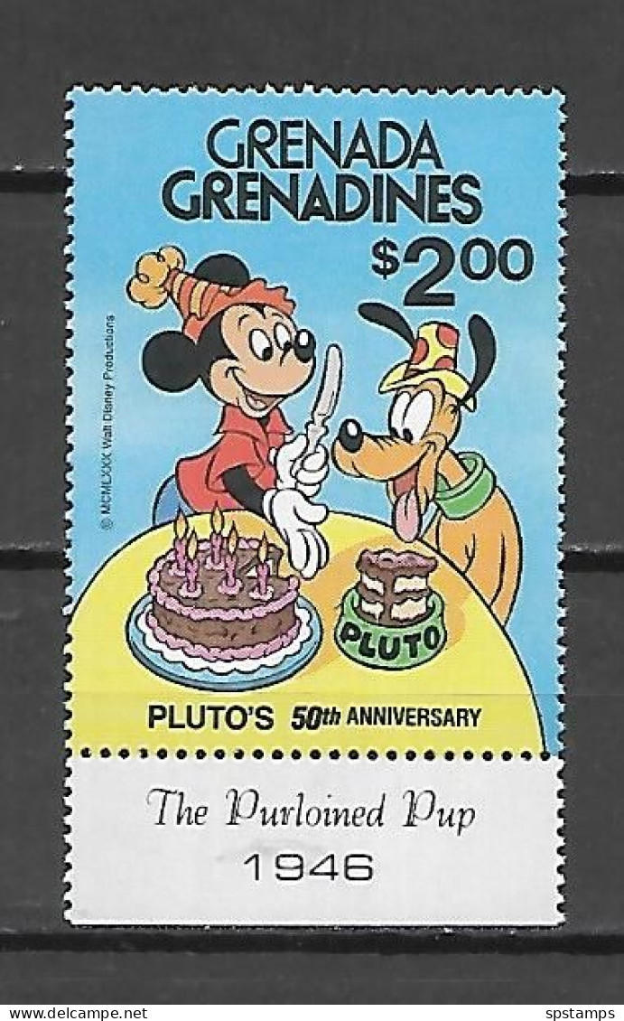 Disney Set Grenada Gr 1981 50th Anniversary Of Pluto MNH W Tab - Disney