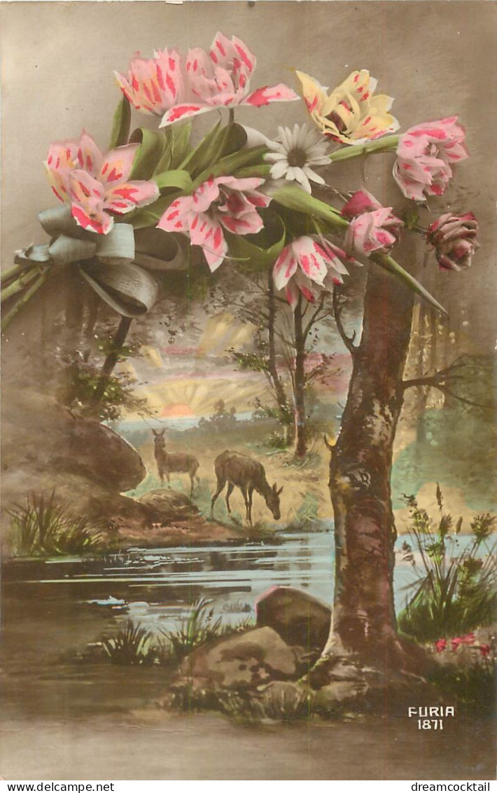 (S) Superbe LOT n°15 de 50 cartes postales anciennes Fantaisies Fleurs, Soldats, Portraits photo, Fêtes, Paysages, Amour