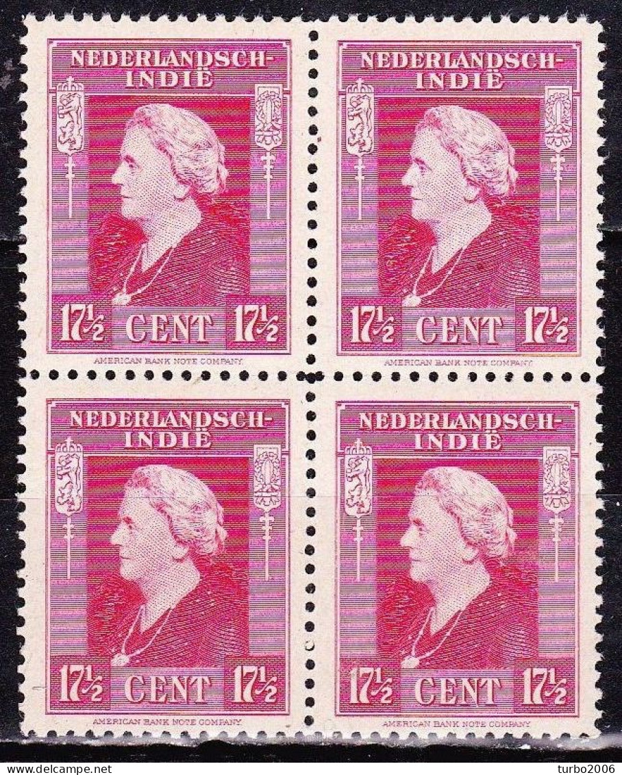 Ned. Indië: 1945-46 Koningin Wilhelmina 17½ Cent Karmijn In Postfris Blok Van 4 NVPH 311 - Indie Olandesi