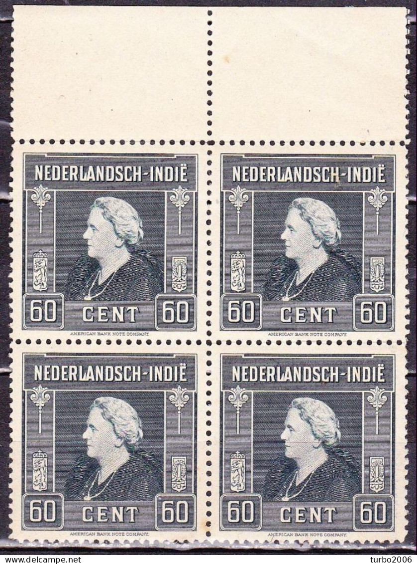 Ned. Indië: 1945-46 Koningin Wilhelmina 60 Cent Leigrijs In Postfris Randblok Van 4 NVPH 314 - Nederlands-Indië