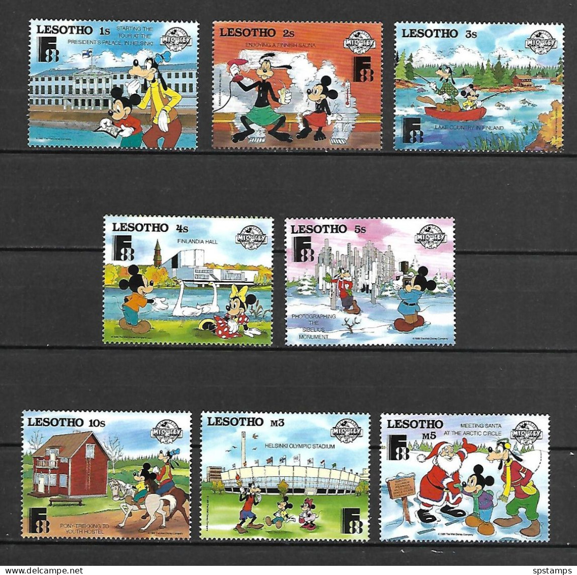 Disney Set Lesotho 1988 Characters In Helsinki MNH - Disney