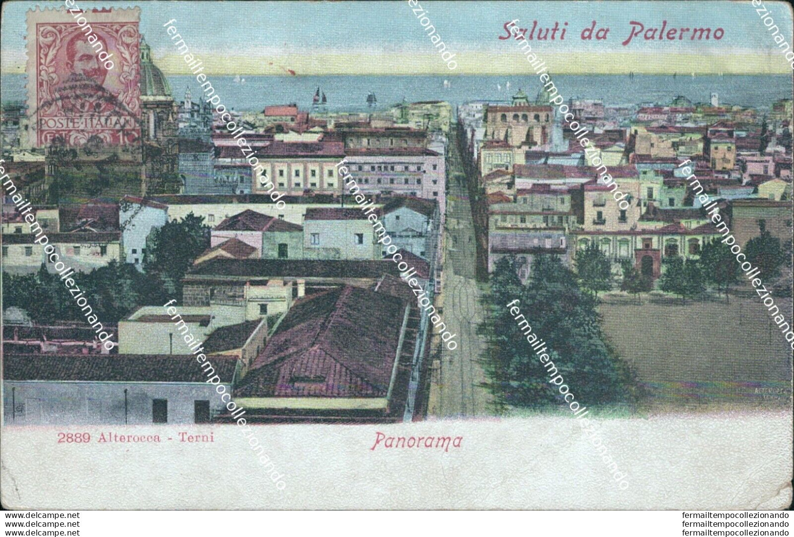 Bt330 Cartolina Saluti Da Palermo Citta' Panorama Sicilia 1906 - Palermo