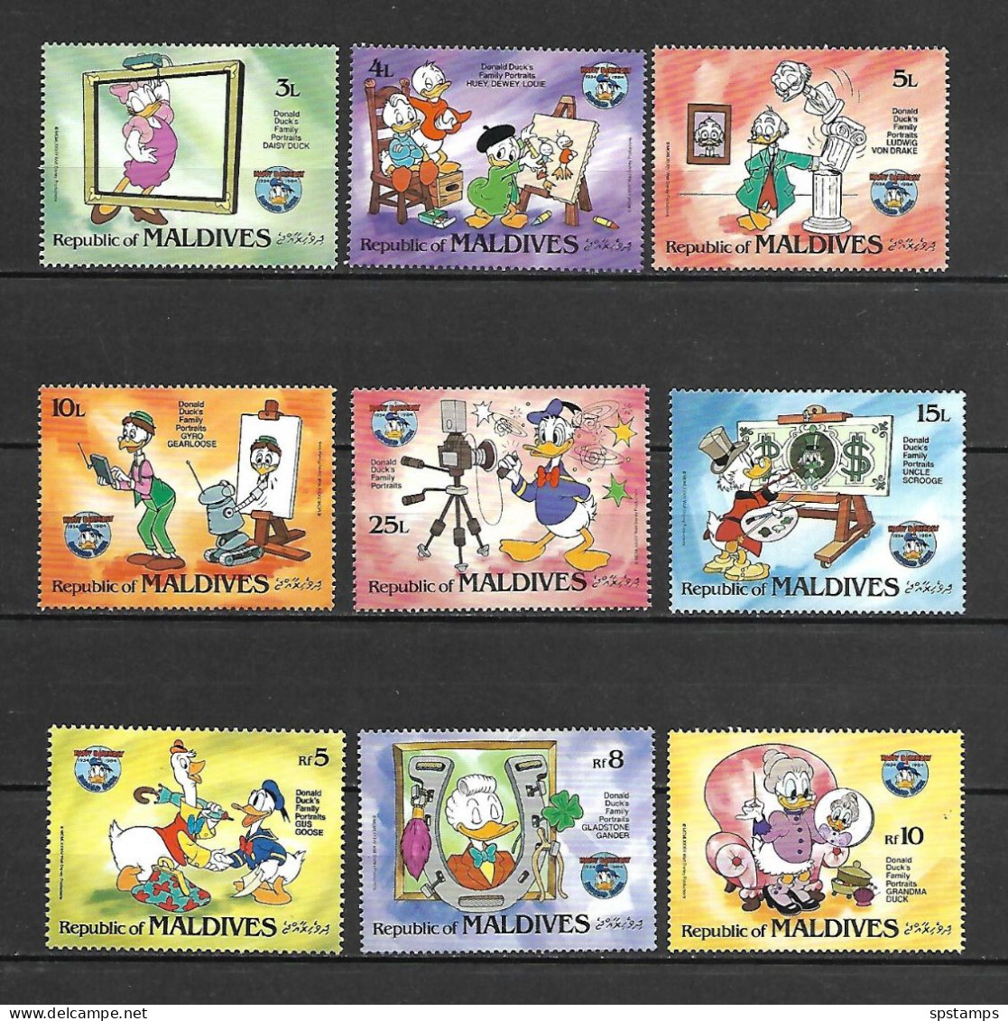 Disney Set Maldives 1984 Donald Duck's Family Portaits MNH - Disney