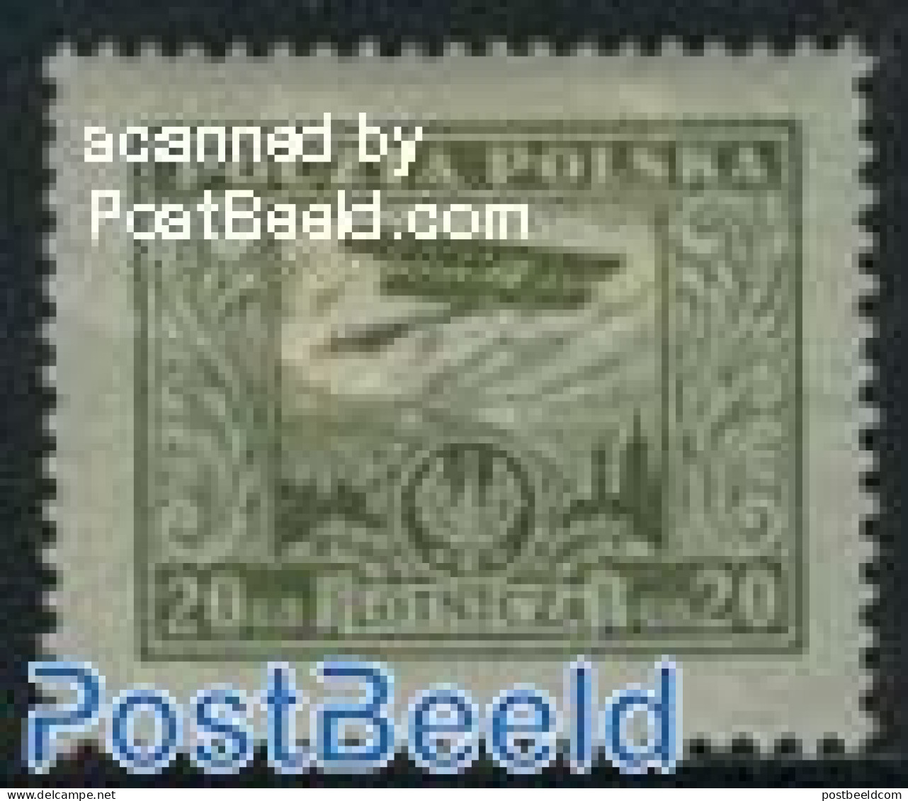Poland 1925 20Gr., Stamp Out Of Set, Unused (hinged), Transport - Aircraft & Aviation - Ongebruikt