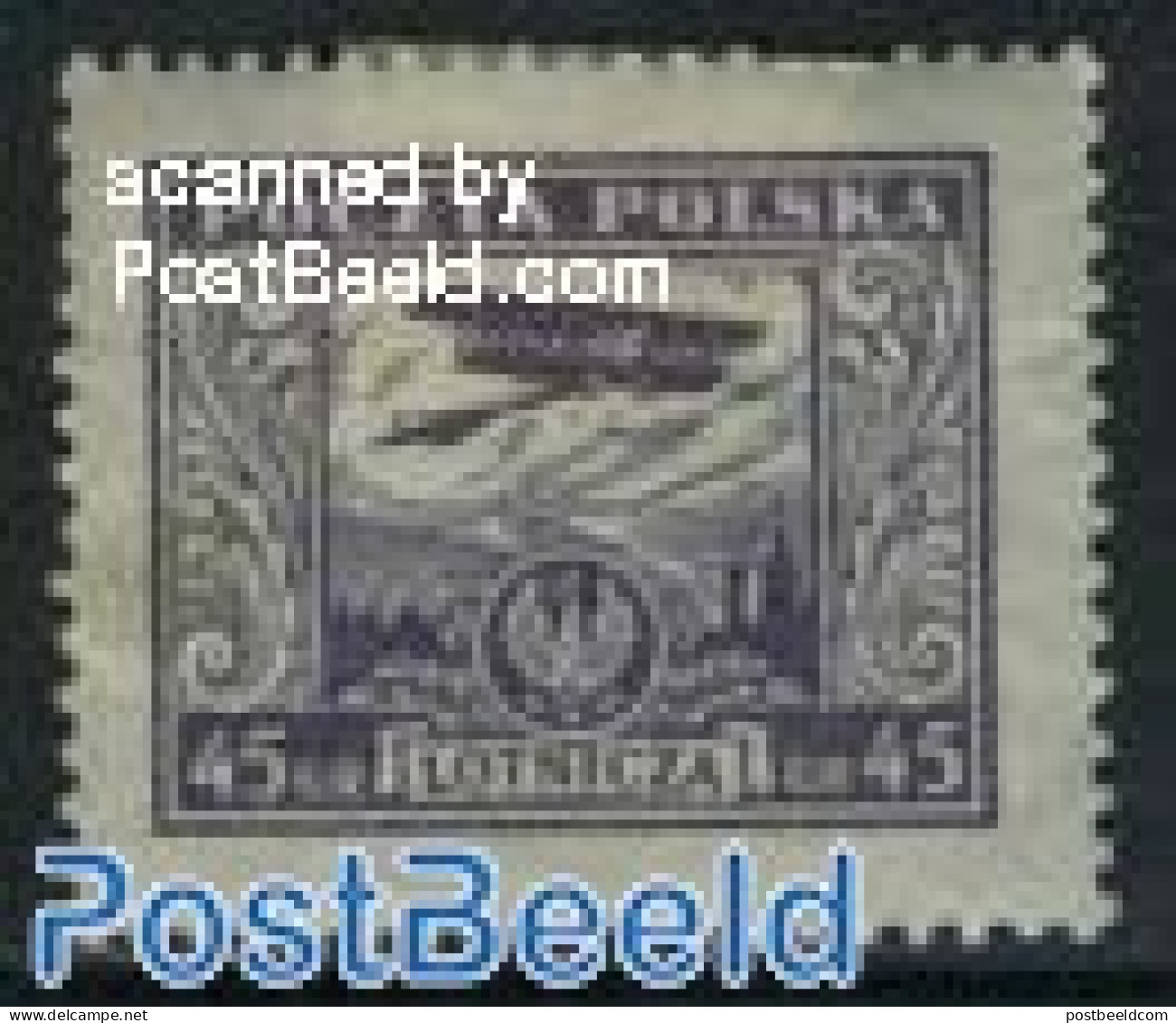 Poland 1925 45Gr., Stamp Out Of Set, Unused (hinged), Transport - Aircraft & Aviation - Ungebraucht