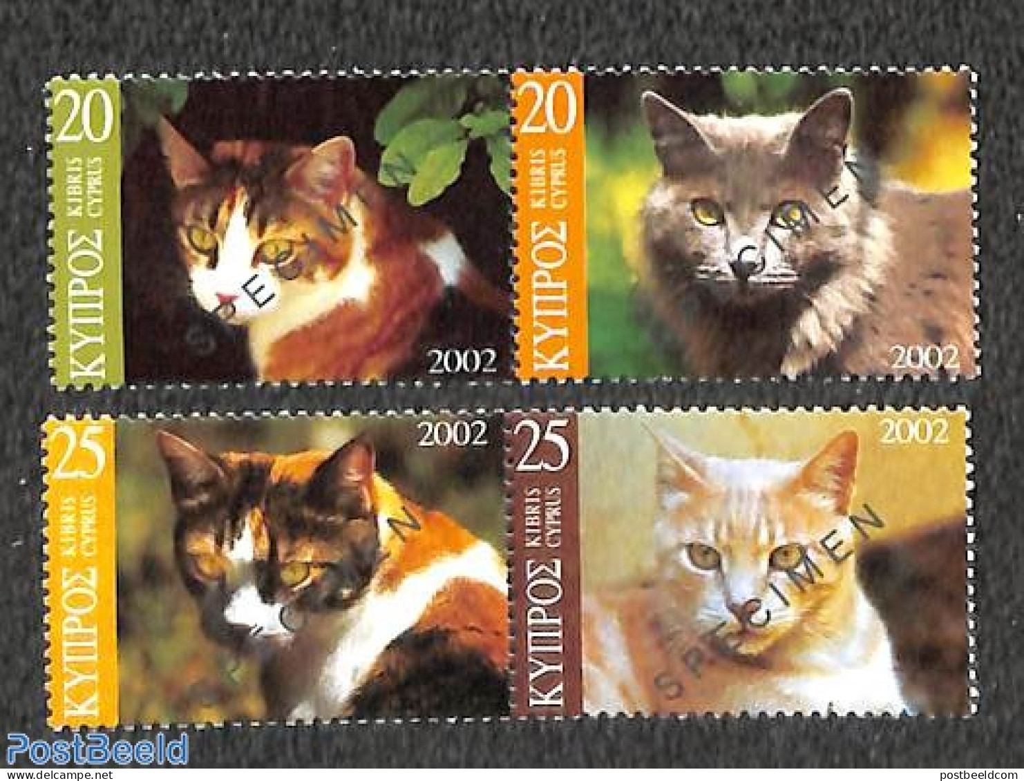 Cyprus 2002 Cats 2x2v SPECIMEN, Mint NH, Nature - Cats - Nuovi