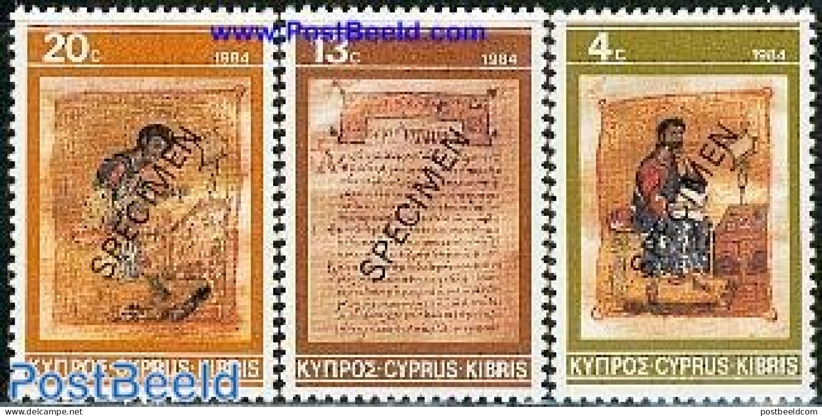 Cyprus 1984 CHRISTMAS 3V SPECIMEN, Mint NH, Religion - Christmas - Art - Books - Neufs