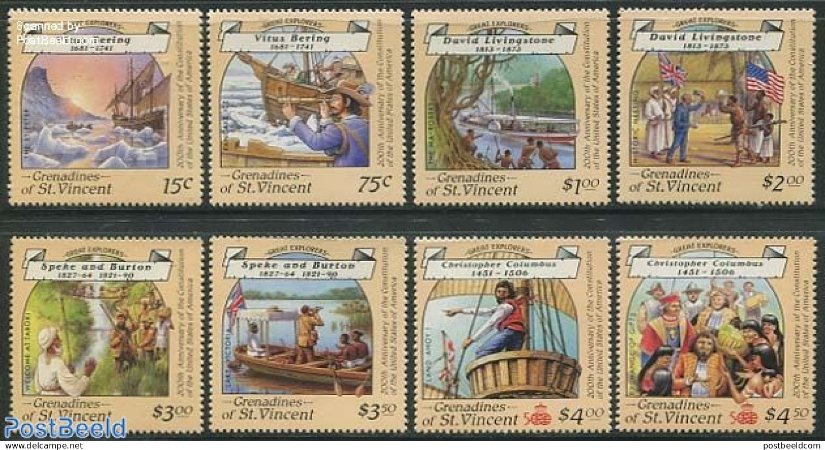 Saint Vincent & The Grenadines 1988 Explorers 8v, Mint NH, History - Science - Transport - Explorers - The Arctic & An.. - Explorers