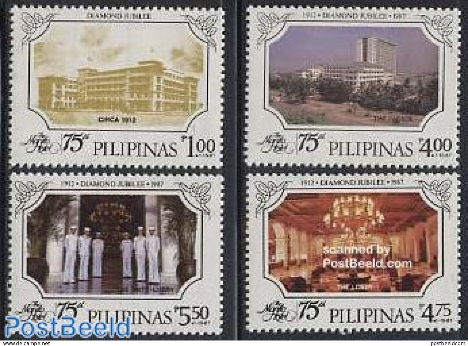 Philippines 1987 75 Years Hotel Manila 4v, Mint NH - Filipinas