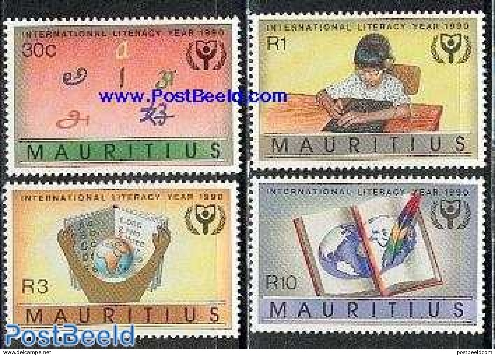 Mauritius 1990 Anti Illiteracy 4v, Mint NH, Science - Education - Art - Books - Mauritius (1968-...)
