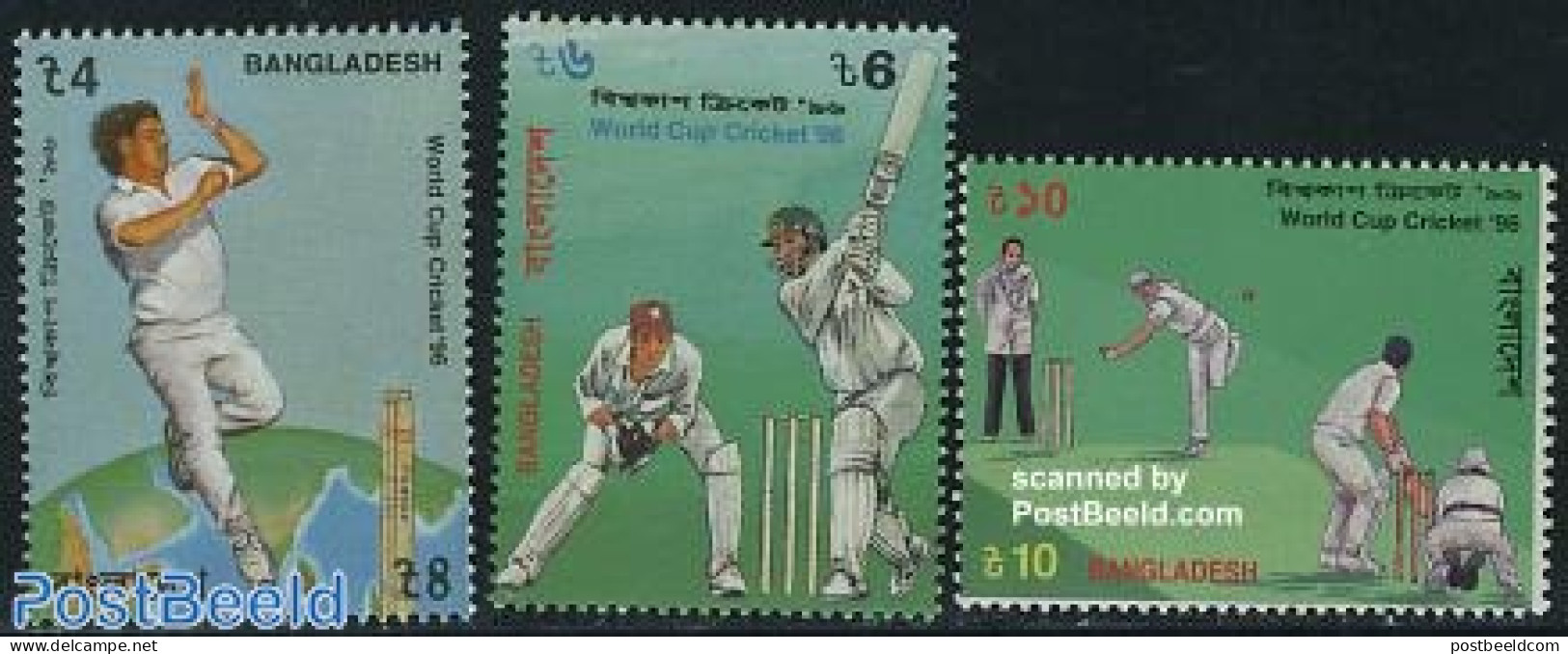 Bangladesh 1996 Cricket World Championship 3v, Mint NH, Sport - Cricket - Sport (other And Mixed) - Cricket