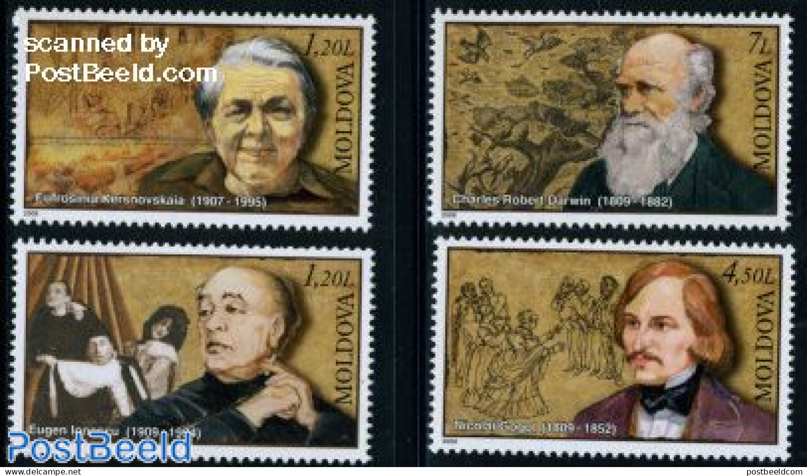 Moldova 2009 Famous Persons 4v, Mint NH, History - Explorers - Art - Authors - Explorateurs