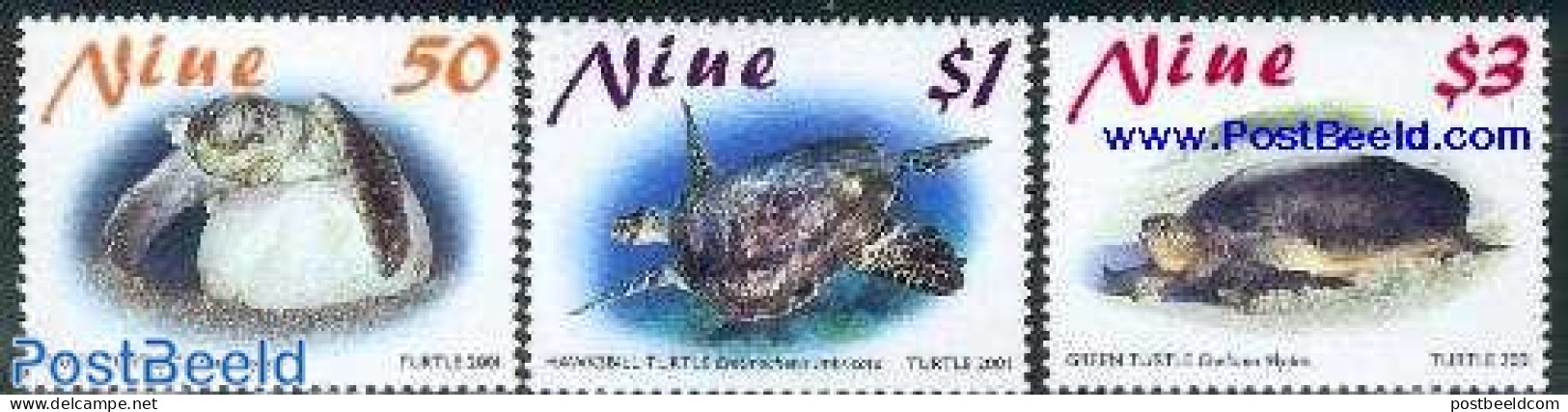Niue 2001 Turtles 3v, Mint NH, Nature - Reptiles - Turtles - Niue