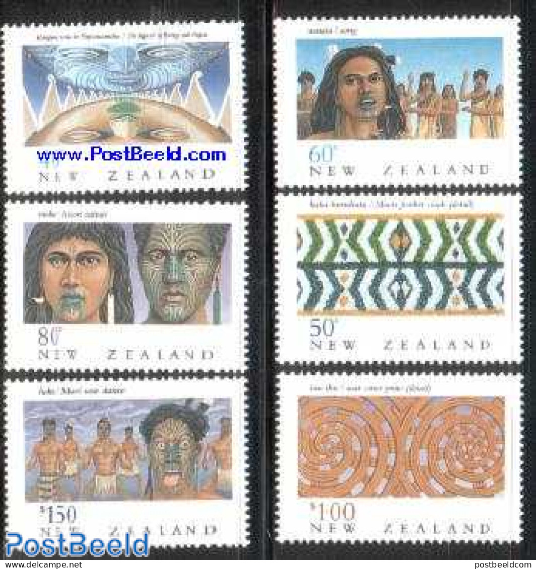 New Zealand 1990 Maori Heritage 6v, Mint NH, History - Art - Tattoos - Ongebruikt