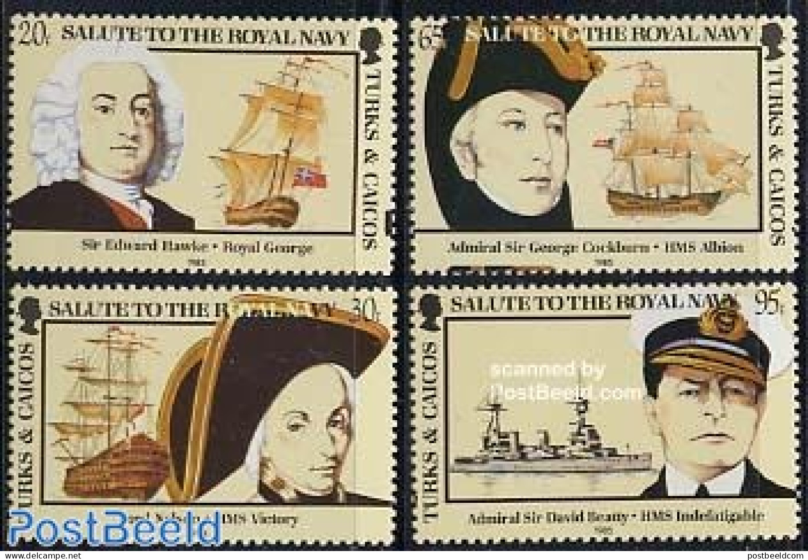 Turks And Caicos Islands 1985 Royal Navy 4v, Mint NH, Transport - Various - Ships And Boats - Uniforms - Barche