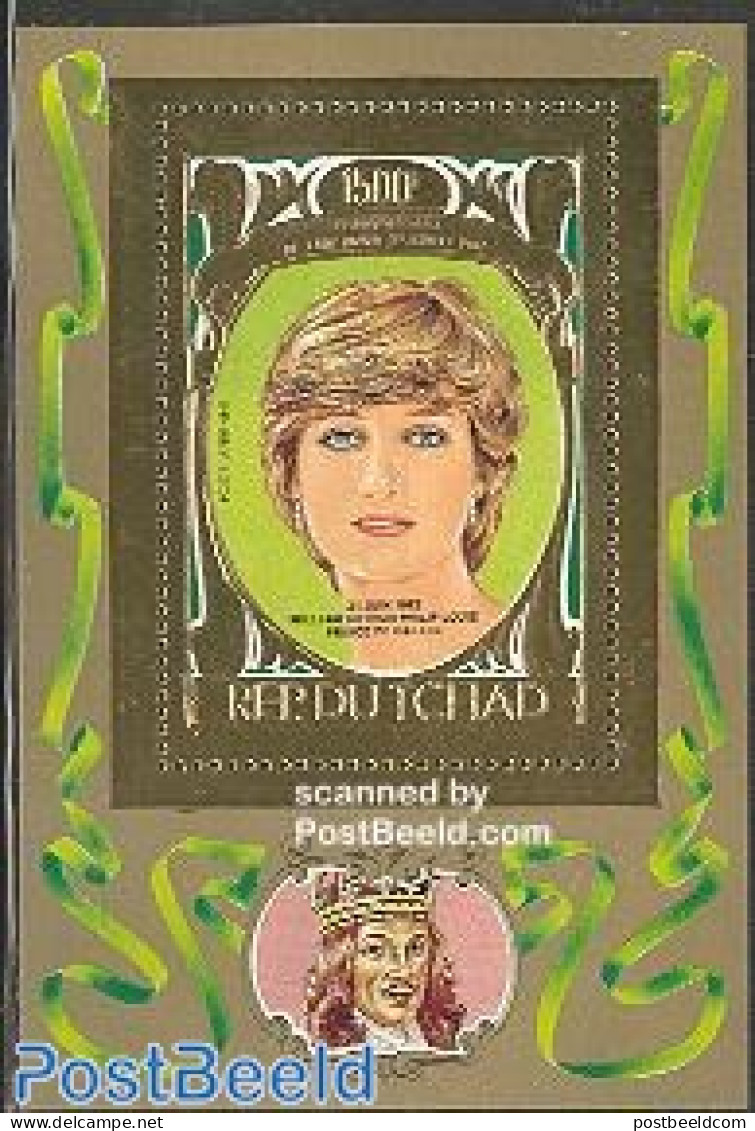 Chad 1982 Royal Baby S/s Gold, Mint NH, History - Charles & Diana - Kings & Queens (Royalty) - Autres & Non Classés