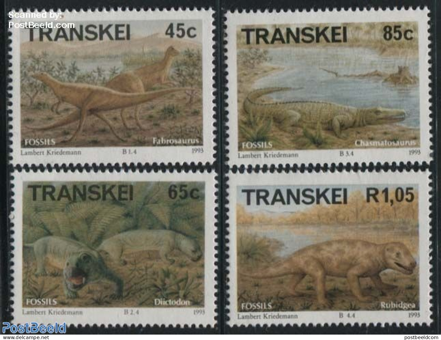 South Africa, Transkei 1993 Prehistoric Animals 4v, Mint NH, Nature - Prehistoric Animals - Vor- U. Frühgeschichte
