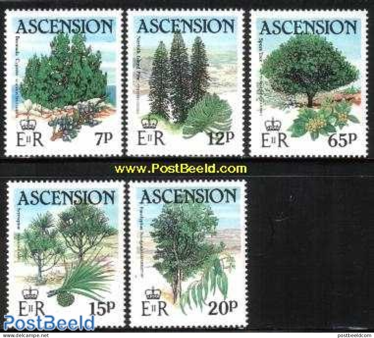 Ascension 1985 Trees 5v, Mint NH, Nature - Trees & Forests - Rotary, Lions Club