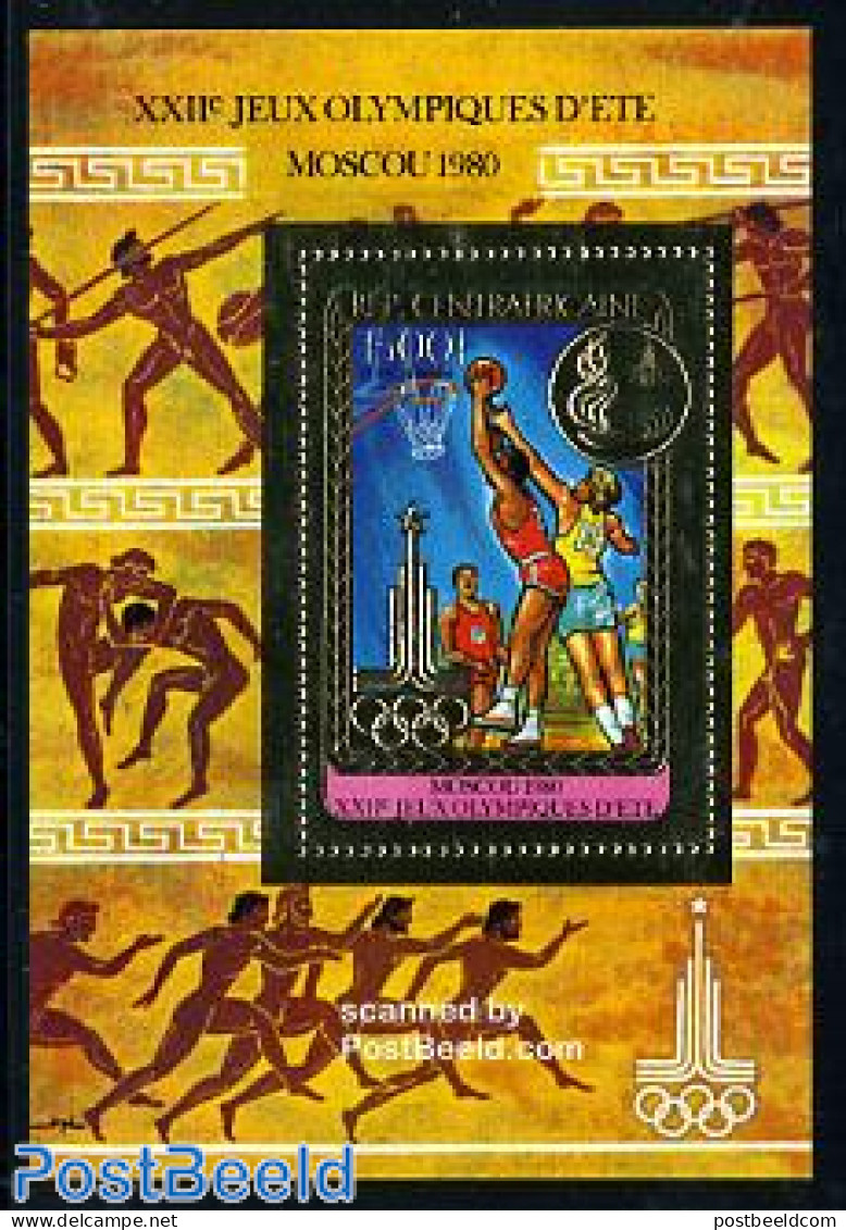Central Africa 1980 Olympic Games S/s, Gold, Mint NH, Sport - Basketball - Olympic Games - Basket-ball