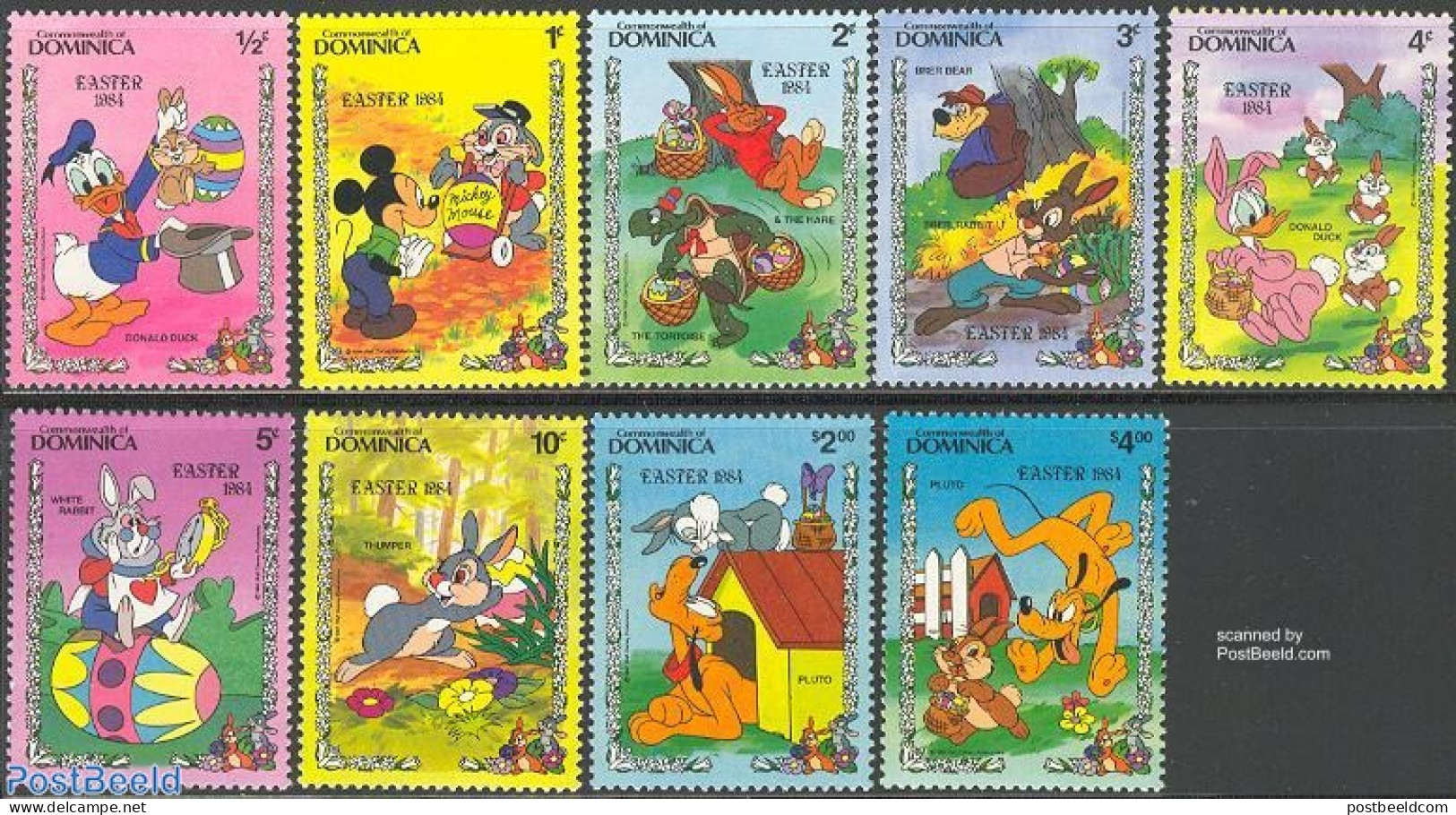 Dominica 1984 Easter, Disney 9v, Mint NH, Art - Disney - Disney