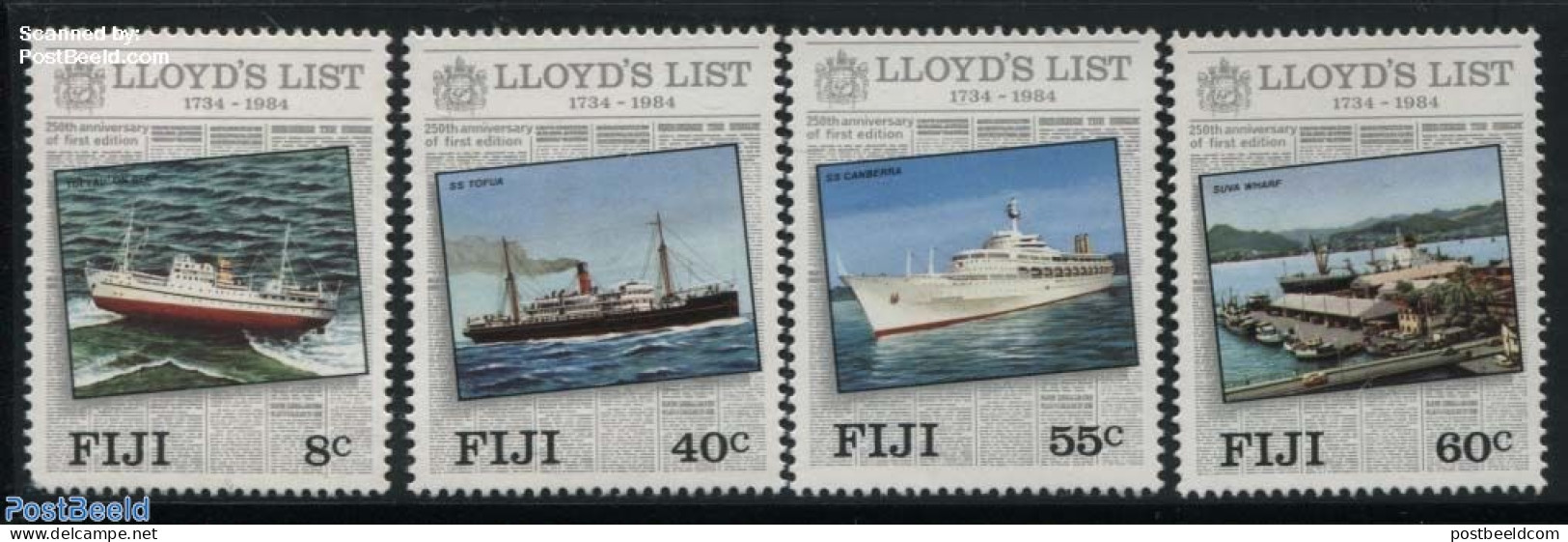 Fiji 1984 Lloyds List 4v, Mint NH, Transport - Various - Ships And Boats - Banking And Insurance - Barche