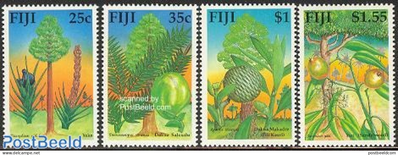 Fiji 1990 Trees 4v, Mint NH, Nature - Fruit - Trees & Forests - Obst & Früchte