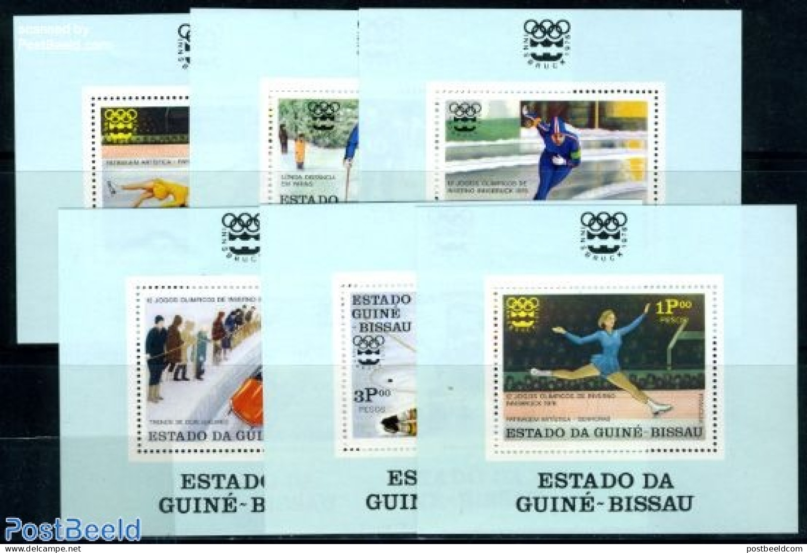 Guinea Bissau 1976 Winter Olympic Games 6 S/s, Mint NH, Sport - (Bob) Sleigh Sports - Ice Hockey - Olympic Winter Game.. - Wintersport (Sonstige)