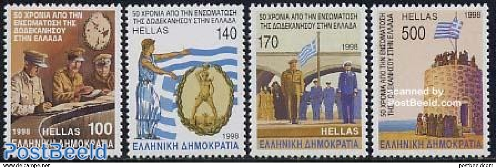 Greece 1998 Dodekane 4v, Mint NH, History - Various - History - Lighthouses & Safety At Sea - Ungebraucht