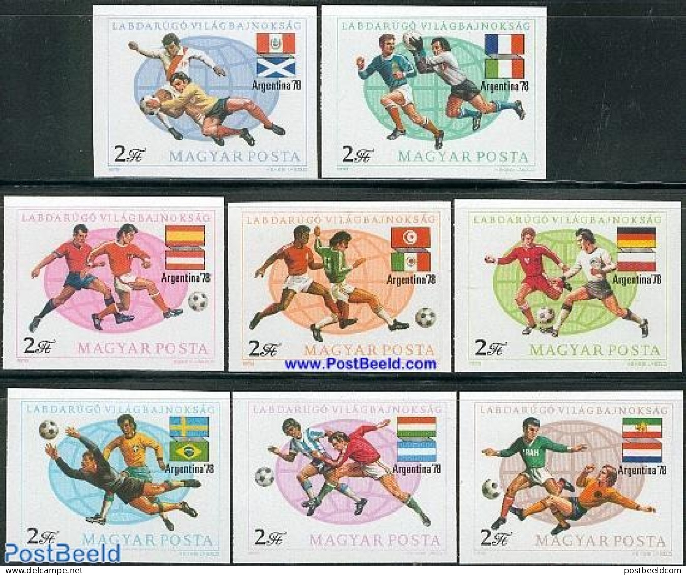 Hungary 1978 World Cup Football 8v Imperforated, Mint NH, History - Sport - Flags - Football - Ongebruikt
