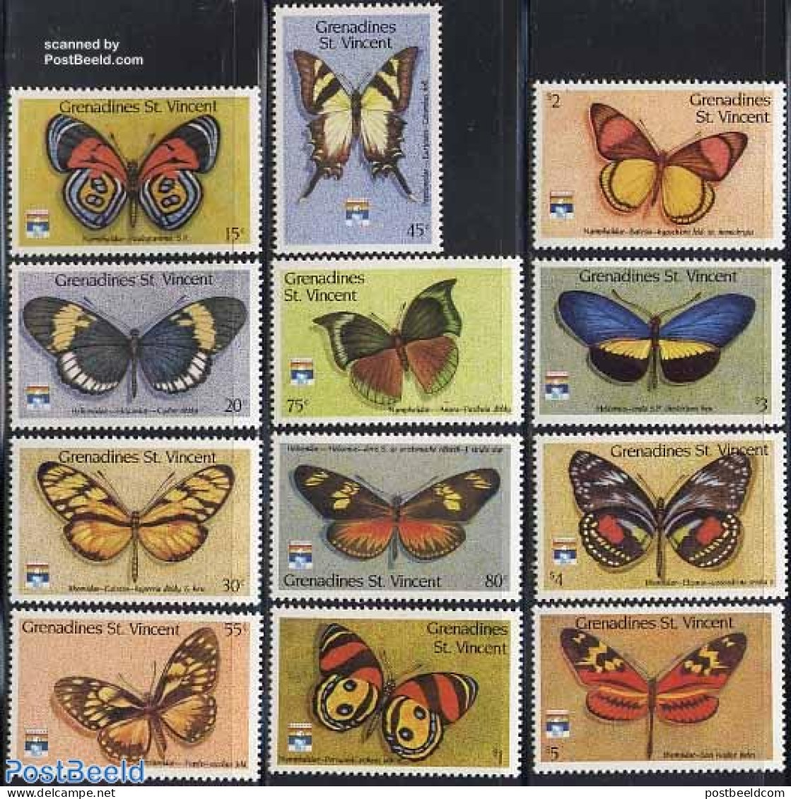 Saint Vincent & The Grenadines 1992 Butterflies 12v, Genova 92, Mint NH, Nature - Butterflies - St.Vincent Und Die Grenadinen
