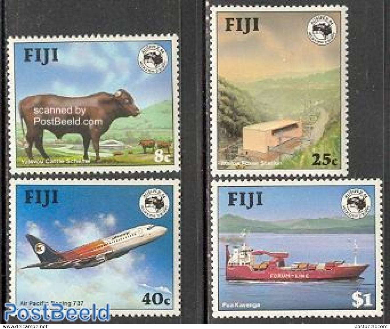 Fiji 1984 Ausipex 4v, Mint NH, Nature - Transport - Animals (others & Mixed) - Water, Dams & Falls - Aircraft & Aviati.. - Aerei
