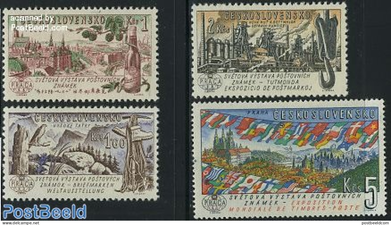 Czechoslovkia 1961 Praha Stamp Exposition 4v, Mint NH, Health - History - Nature - Food & Drink - Flags - Birds - Post - Sonstige & Ohne Zuordnung