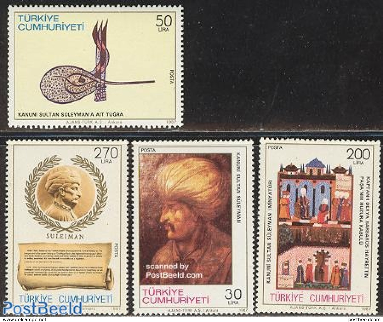 Türkiye 1987 Suleyman II 4v, Mint NH - Sonstige & Ohne Zuordnung
