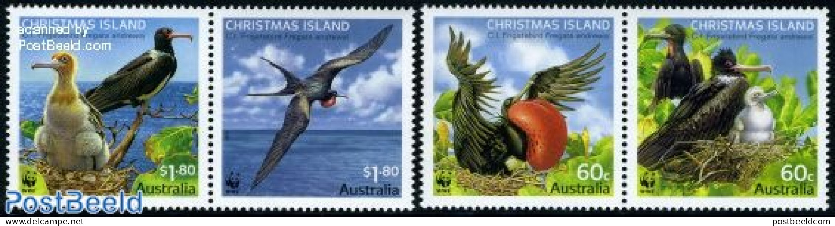 Christmas Islands 2010 WWF, Frigate Birds 4v (2x[:]), Mint NH, Nature - Birds - World Wildlife Fund (WWF) - Christmaseiland