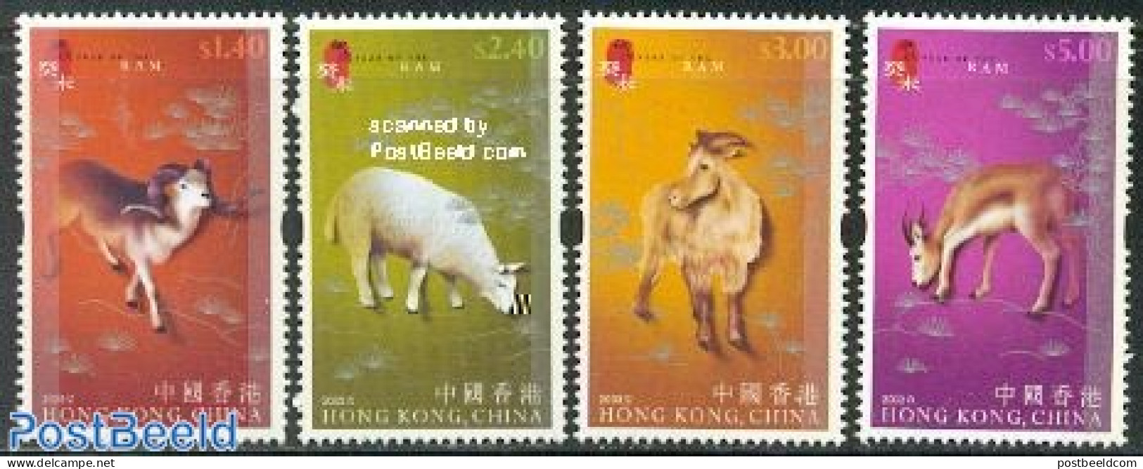 Hong Kong 2003 Year Of The Ram 4v, Mint NH, Nature - Various - Animals (others & Mixed) - Cattle - New Year - Ungebraucht