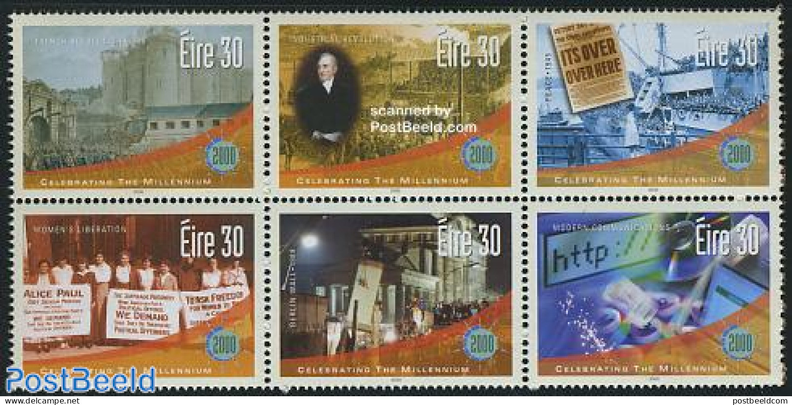 Ireland 2000 Millennium, World Events 6v [++], Mint NH, History - Science - Transport - History - Computers & IT - Rai.. - Unused Stamps
