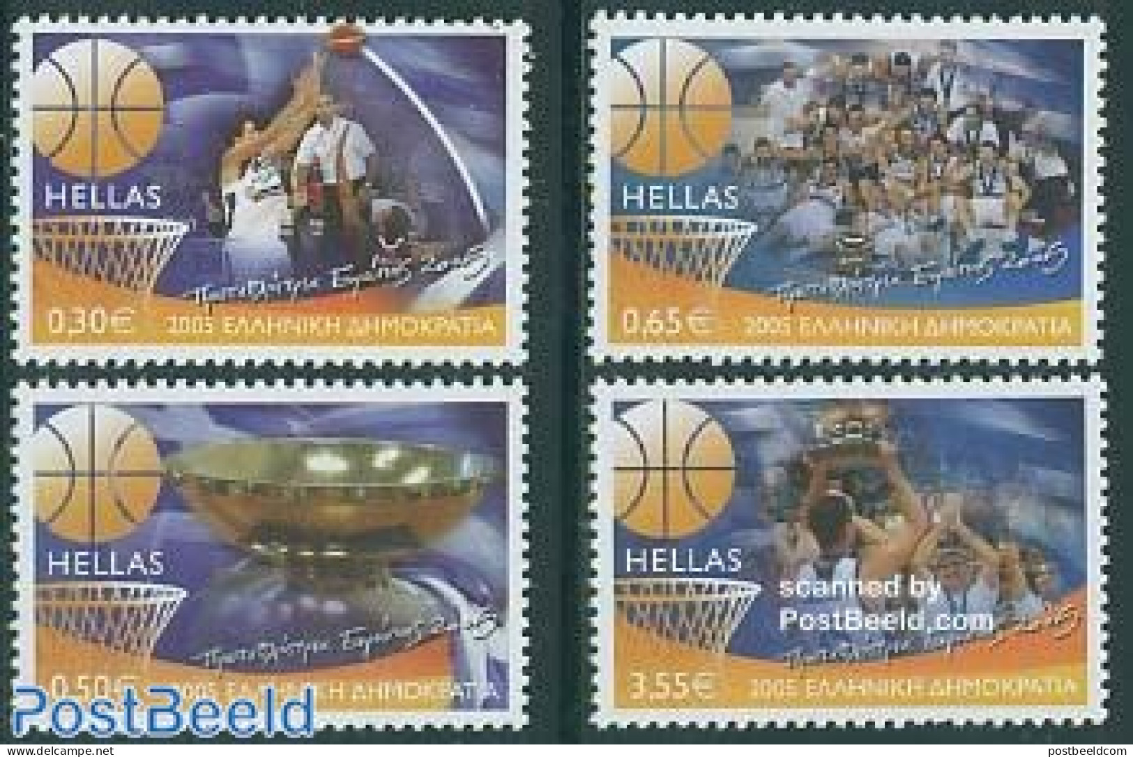 Greece 2005 EC Basketball 4v, Mint NH, History - Sport - Europa Hang-on Issues - Basketball - Sport (other And Mixed) - Ongebruikt