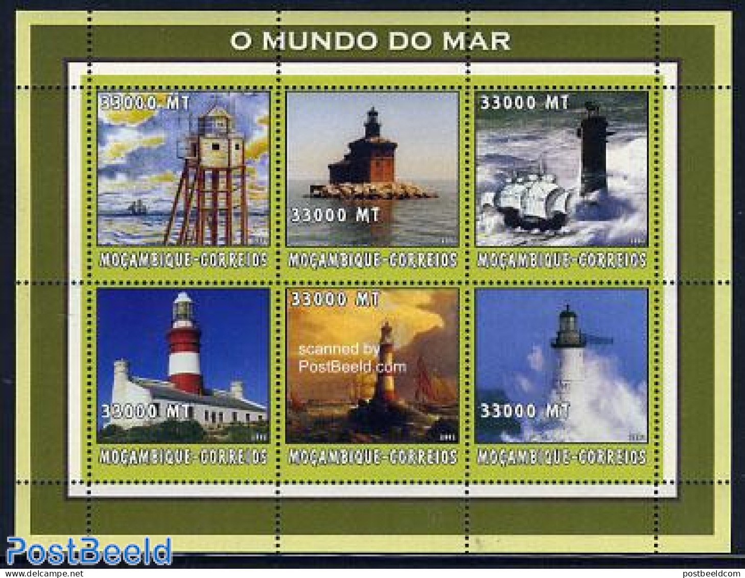Mozambique 2002 Lighthouses 6v M/s, Mint NH, Transport - Various - Ships And Boats - Lighthouses & Safety At Sea - Barche