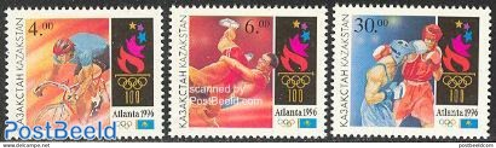 Kazakhstan 1996 Modern Olympics 3v, Mint NH, Sport - Boxing - Cycling - Olympic Games - Boxing