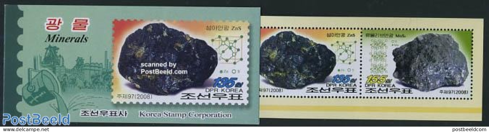 Korea, North 2008 Minerals 4v In Booklet, Mint NH, History - Geology - Stamp Booklets - Non Classificati
