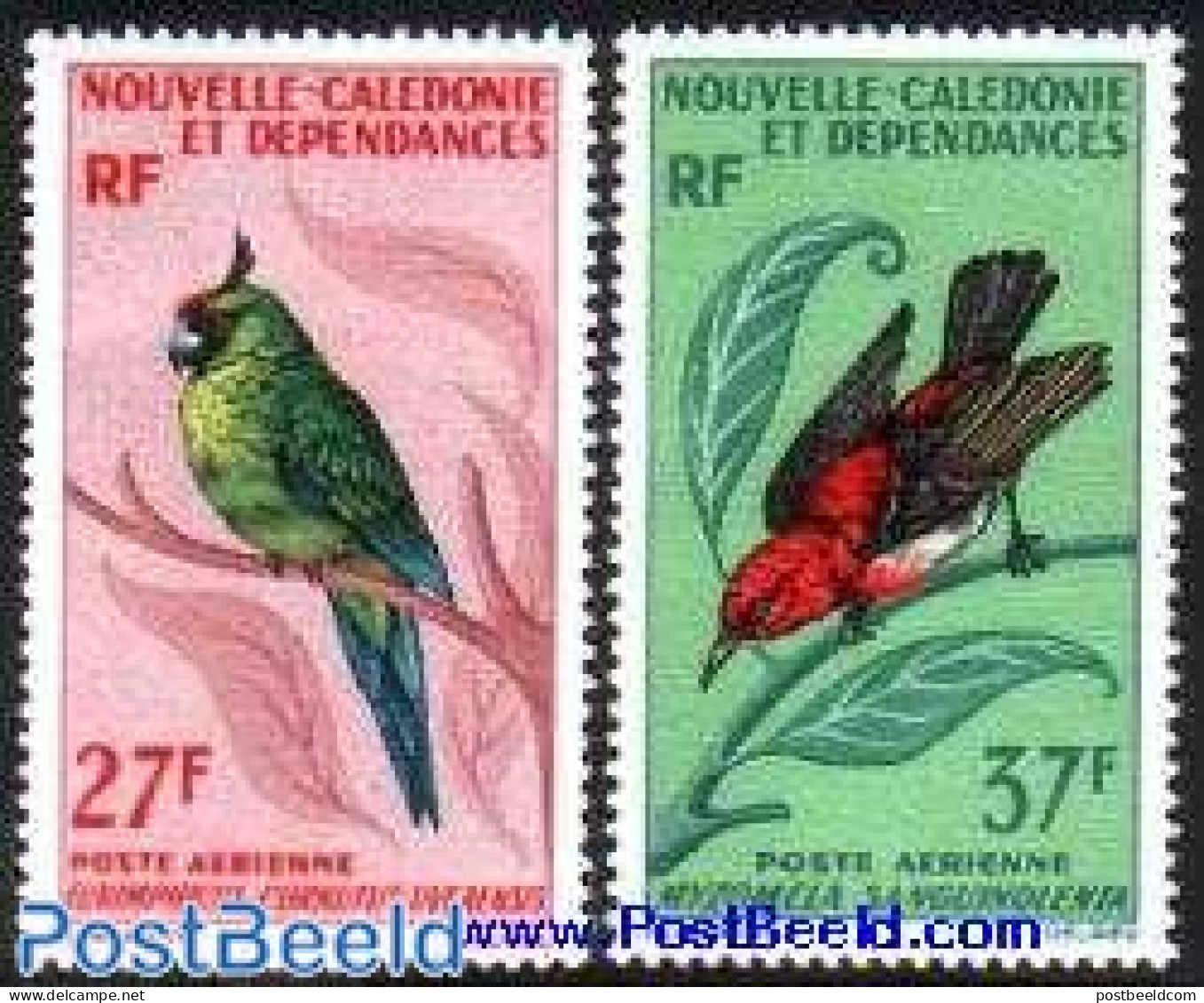 New Caledonia 1966 BIRDS 2V, Mint NH, Nature - Birds - Parrots - Ungebraucht