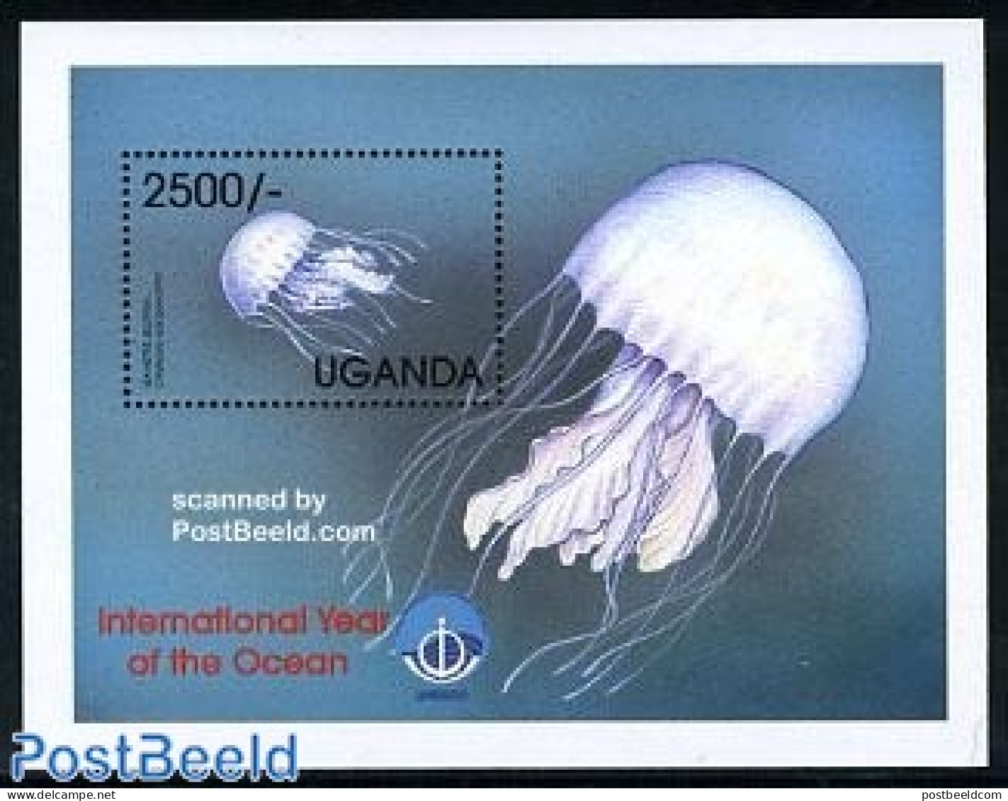 Uganda 1999 Int. Ocean Year S/s, Jellyfish, Mint NH, Nature - Fish - Fische