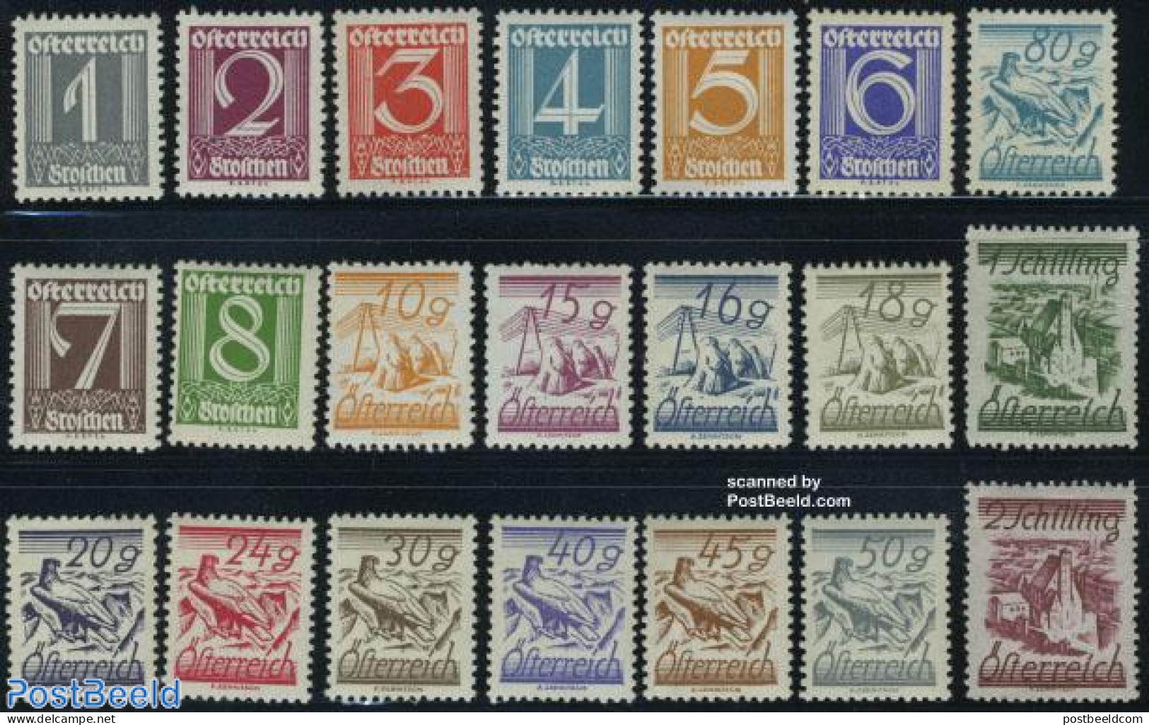 Austria 1925 Definitives 21v, Mint NH, Nature - Birds - Unused Stamps